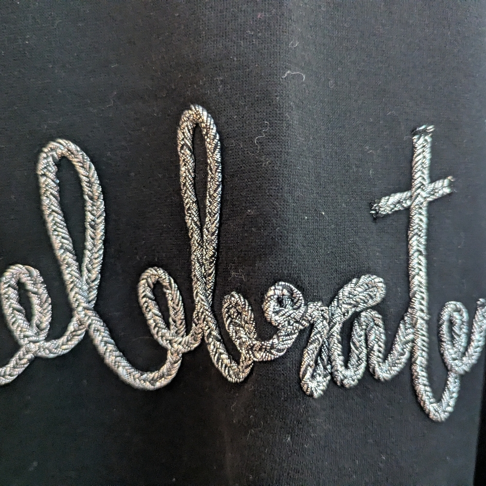 Nordstrom Black Sweater with Silver Script - Picture 5 of 6